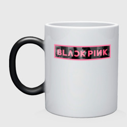 Кружка хамелеон Логотип Black Pink и силуэты участниц