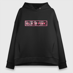 Женское худи Oversize хлопок Логотип Black Pink и силуэты участниц