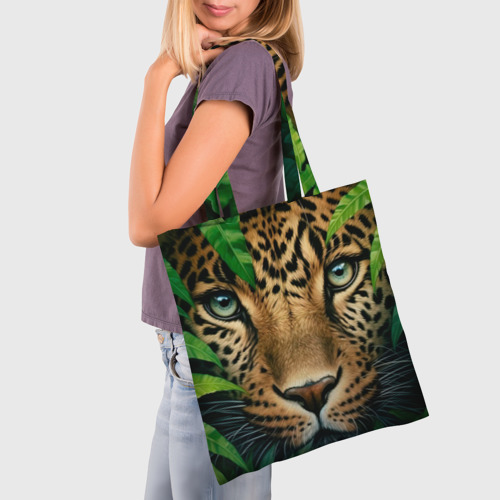 Шоппер 3D с принтом Джунгли  леопард, фото на моделе #1