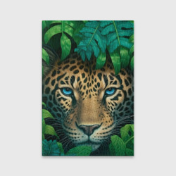 Обложка для паспорта матовая кожа Леопард выглядывает из листьев