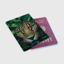 Обложка для паспорта матовая кожа Пятнистый леопард в кустах - фото 2