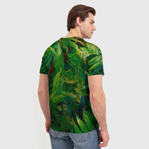 Мужская футболка 3D с принтом Лев в джунглях, вид сзади #2