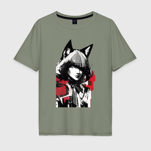 Мужская футболка хлопок Oversize Werewolf - neural network - pop art, цвет авокадо