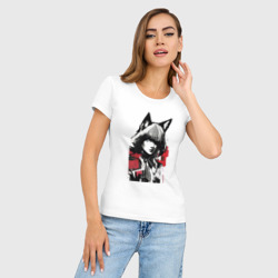 Женская футболка хлопок Slim Werewolf - neural network - pop art - фото 2