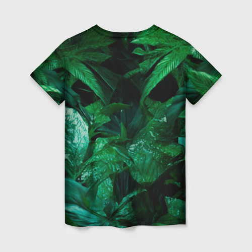 Женская футболка 3D с принтом Лев в  джунглях, вид сзади #1