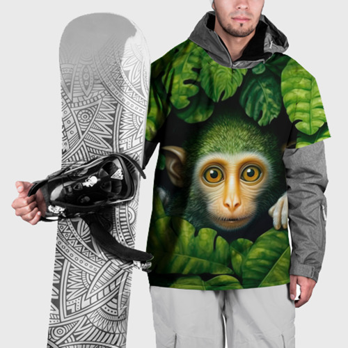 Накидка на куртку 3D Маленькая обезьянка в листьях, цвет 3D печать