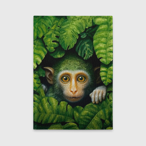 Обложка для автодокументов Маленькая обезьянка в листьях, цвет зеленый
