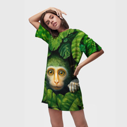 Платье-футболка 3D Маленькая обезьянка в листьях - фото 2