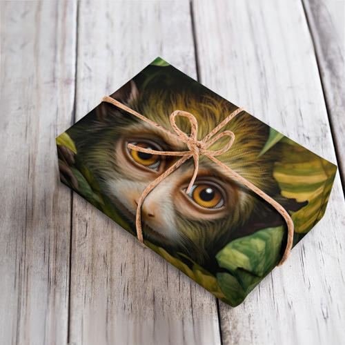 Бумага для упаковки 3D Маленькая обезьянка  в листьях - фото 4