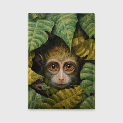 Обложка для автодокументов Маленькая обезьянка  в листьях