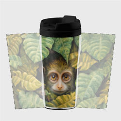 Термокружка-непроливайка Маленькая обезьянка  в листьях - фото 2