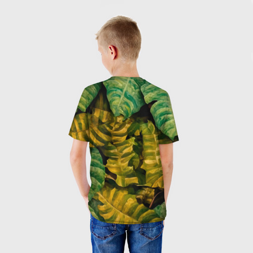 Детская футболка 3D с принтом Обезьяна в джунглях, вид сзади #2