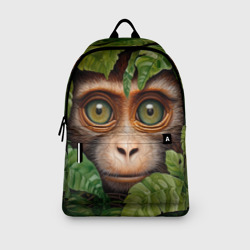 Рюкзак с принтом Обезьяна в джунглях для любого человека, вид спереди №3. Цвет основы: белый