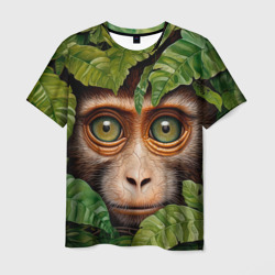 Мужская футболка 3D Обезьяна в джунглях