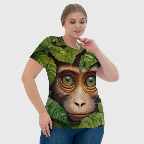 Женская футболка 3D Обезьяна в джунглях, цвет 3D печать - фото 6