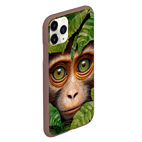 Чехол для iPhone 11 Pro матовый с принтом Обезьяна в джунглях, вид сбоку #3