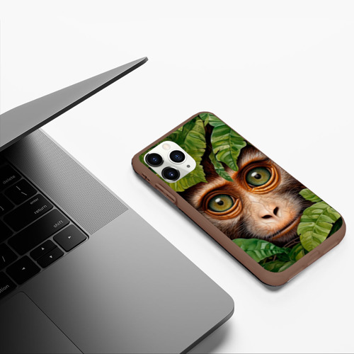 Чехол для iPhone 11 Pro матовый с принтом Обезьяна в джунглях, фото #5