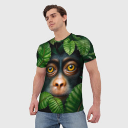 Мужская футболка 3D Черная обезьянка - фото 2