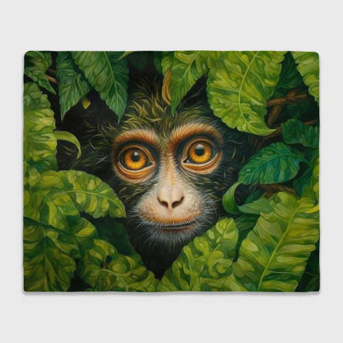 Плед 3D Обезьянка   в джунгли, цвет 3D (велсофт)