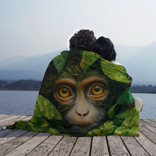 Плед 3D Обезьянка   в джунгли, цвет 3D (велсофт) - фото 3
