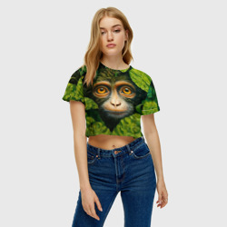 Женская футболка Crop-top 3D Обезьянка   в джунгли - фото 2