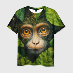 Мужская футболка 3D Обезьянка   в джунгли
