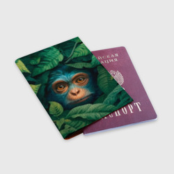Обложка для паспорта матовая кожа Обезьяна в кустах - фото 2