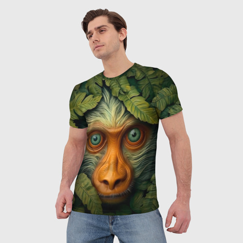 Мужская футболка 3D Обезьяна  в   джунглях, цвет 3D печать - фото 3