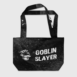Пляжная сумка 3D Goblin Slayer glitch на темном фоне: надпись и символ