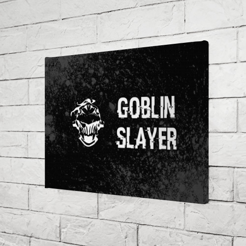 Холст прямоугольный Goblin Slayer glitch на темном фоне: надпись и символ, цвет 3D печать - фото 3