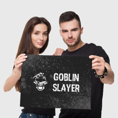 Холст прямоугольный Goblin Slayer glitch на темном фоне: надпись и символ, цвет 3D печать - фото 5