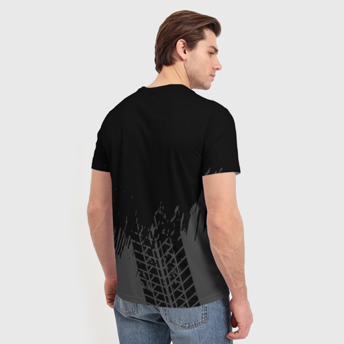Мужская футболка 3D Suzuki Speed на темном фоне со следами шин: символ сверху, цвет 3D печать - фото 4