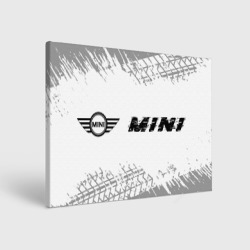 Холст прямоугольный Mini Speed на светлом фоне со следами шин: надпись и символ