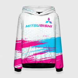 Женская толстовка 3D Mitsubishi neon gradient style: символ сверху