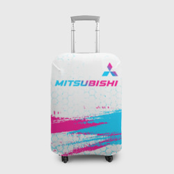 Чехол для чемодана 3D Mitsubishi neon gradient style: символ сверху