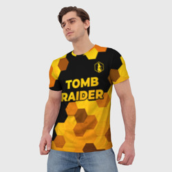 Мужская футболка 3D Tomb Raider - gold gradient: символ сверху - фото 2