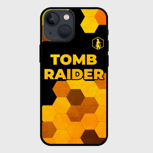 Чехол для iPhone 13 mini Tomb Raider - gold gradient: символ сверху