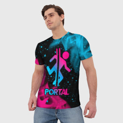 Мужская футболка 3D Portal - neon gradient - фото 2