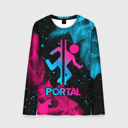 Мужской лонгслив 3D Portal - neon gradient