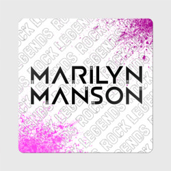 Магнит виниловый Квадрат Marilyn Manson rock Legends: надпись и символ