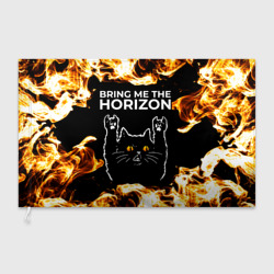 Флаг 3D Bring Me the Horizon рок кот и огонь