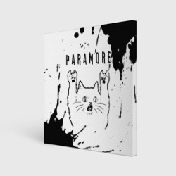 Холст квадратный Paramore рок кот на светлом фоне