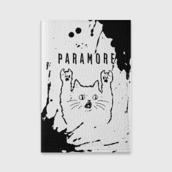 Обложка для паспорта матовая кожа Paramore рок кот на светлом фоне