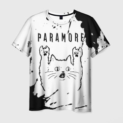 Мужская футболка 3D Paramore рок кот на светлом фоне