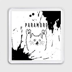 Магнит 55*55 Paramore рок кот на светлом фоне