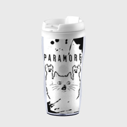 Термокружка-непроливайка Paramore рок кот на светлом фоне