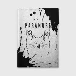 Обложка для автодокументов Paramore рок кот на светлом фоне