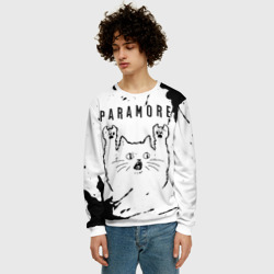 Мужской свитшот 3D Paramore рок кот на светлом фоне - фото 2