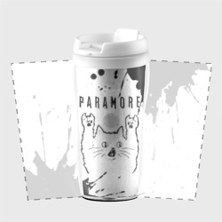 Термокружка-непроливайка Paramore рок кот на светлом фоне - фото 2