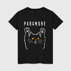 Женская футболка хлопок Paramore rock cat